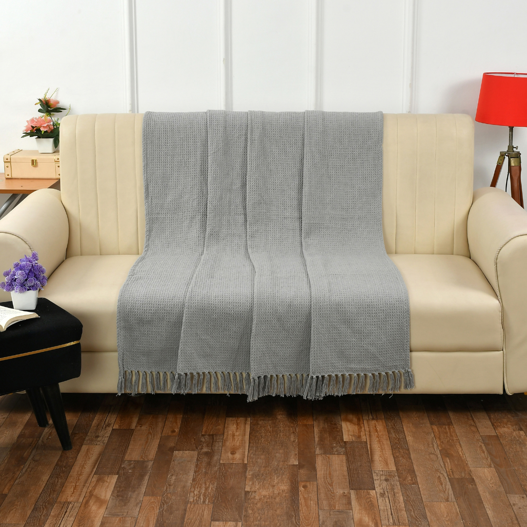 Grey Waffle Throw