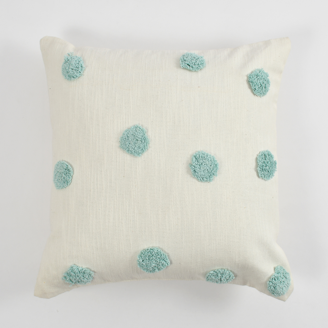 Mint Tufted Dots Cushion Cover - Sashaaworld