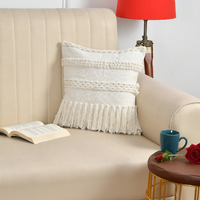 Ivory Tassel Cotton Cushion Cover: