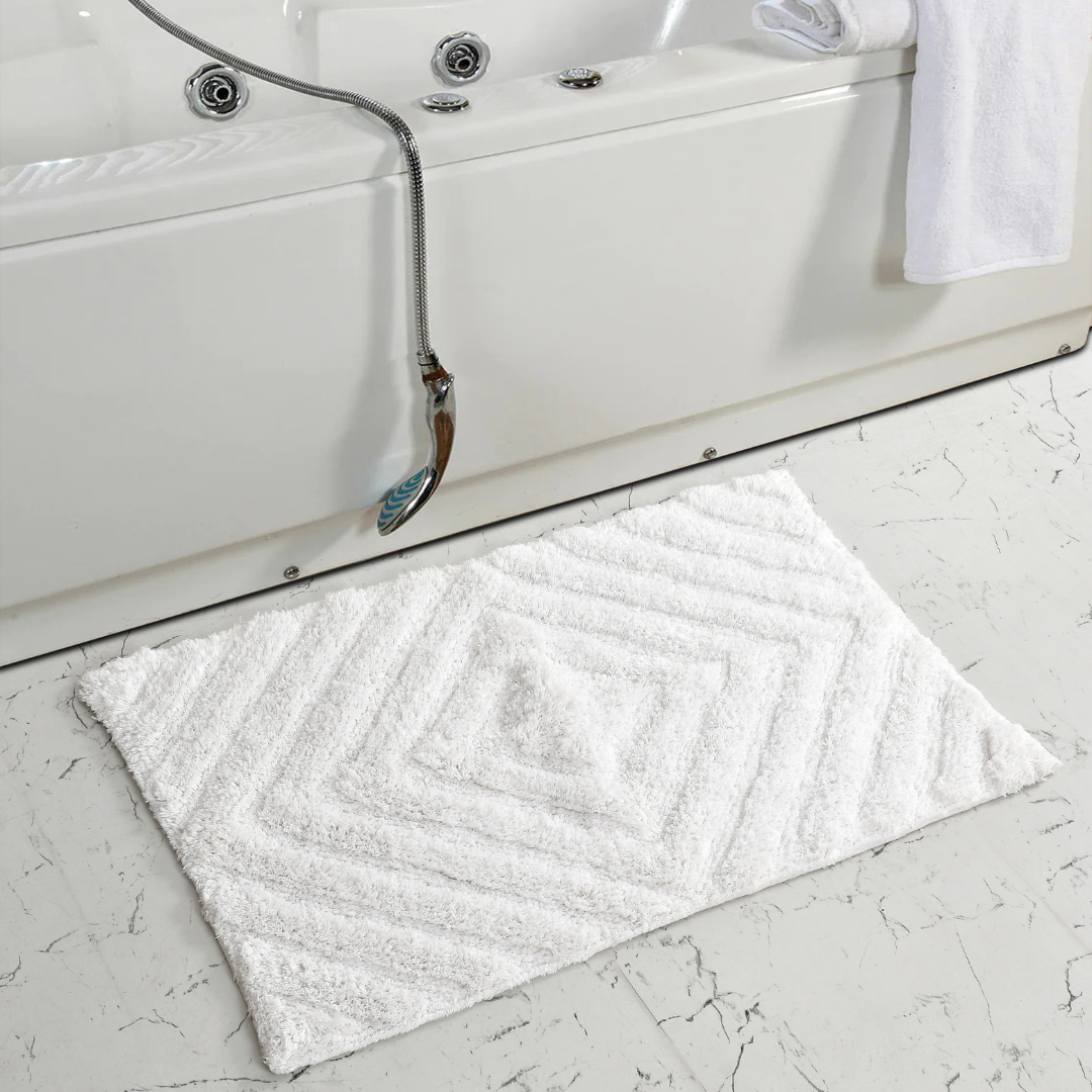 Ivory White Cotton bathmat