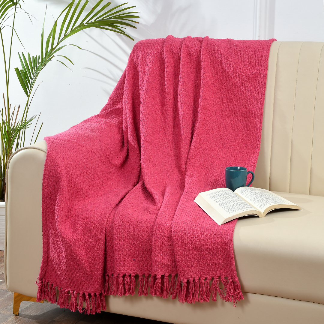 Vibrant Pink Cotton Throw