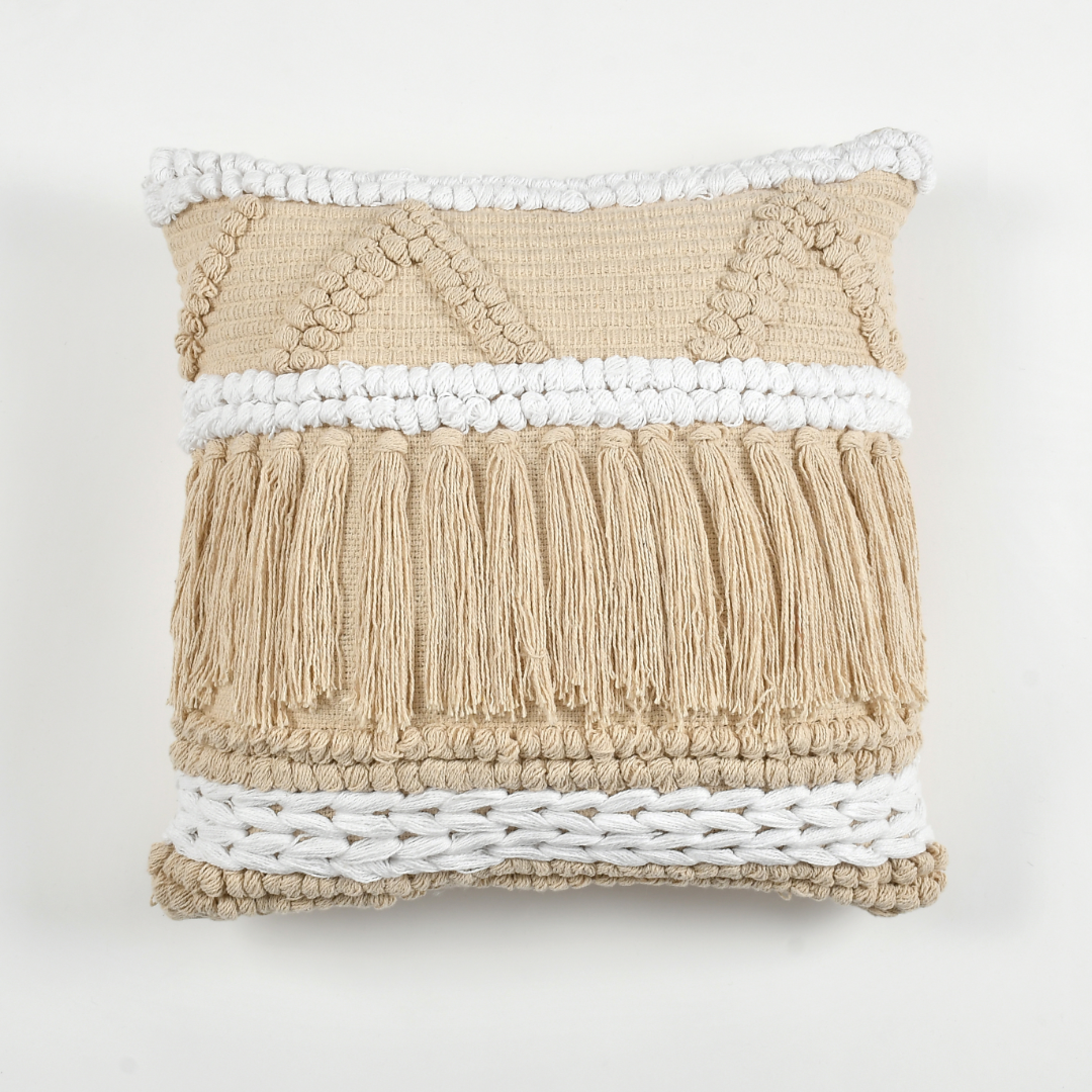 Beige Cotton Cushion Cover