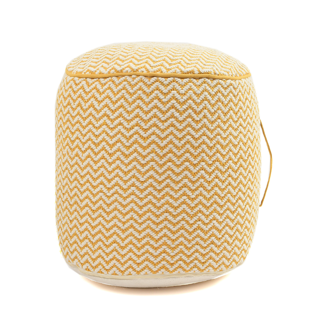 Mustard and White Boho Pouf- Sashaaworld