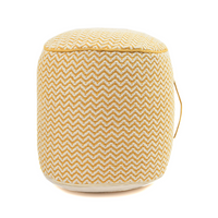 Mustard and White Boho Pouf- Sashaaworld