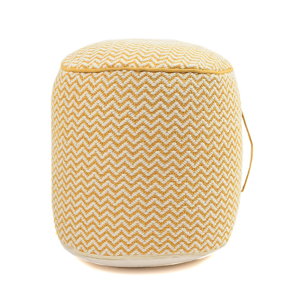Mustard and White Boho Pouf- Sashaaworld