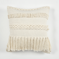 Ivory Tassel Cotton Cushion Cover: