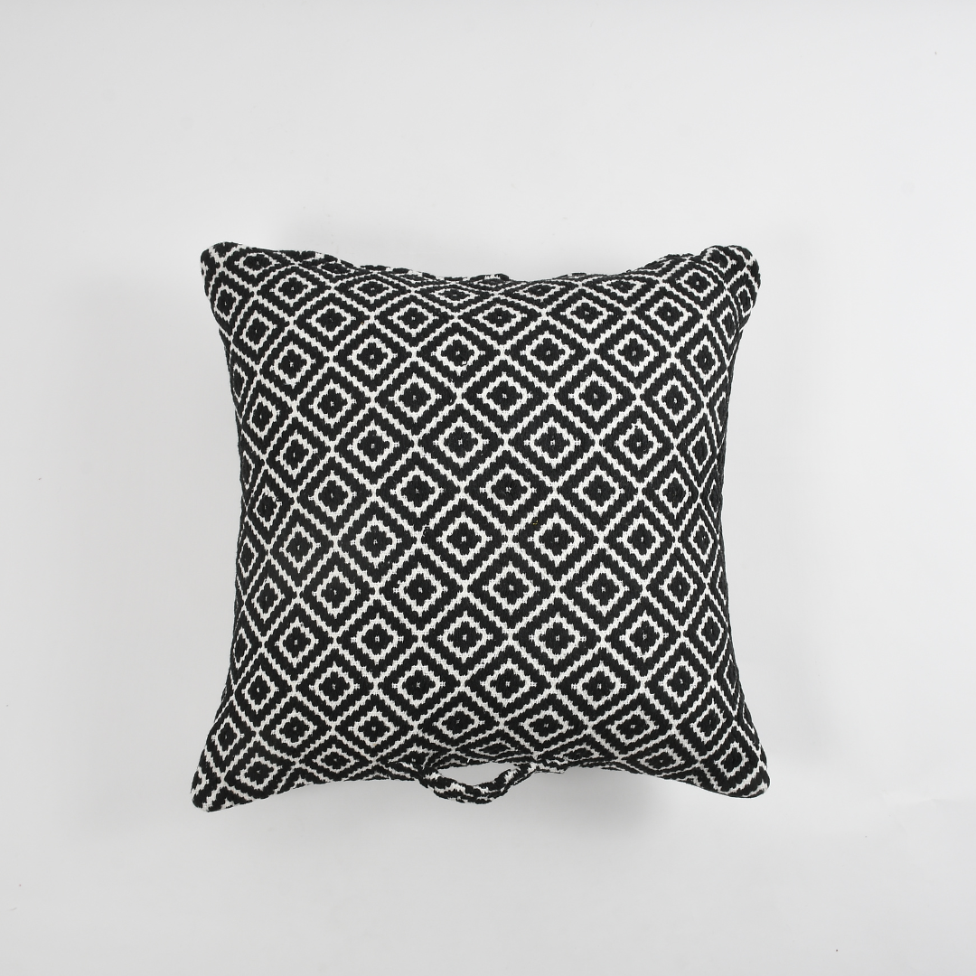 Black and White Floor Cushion front