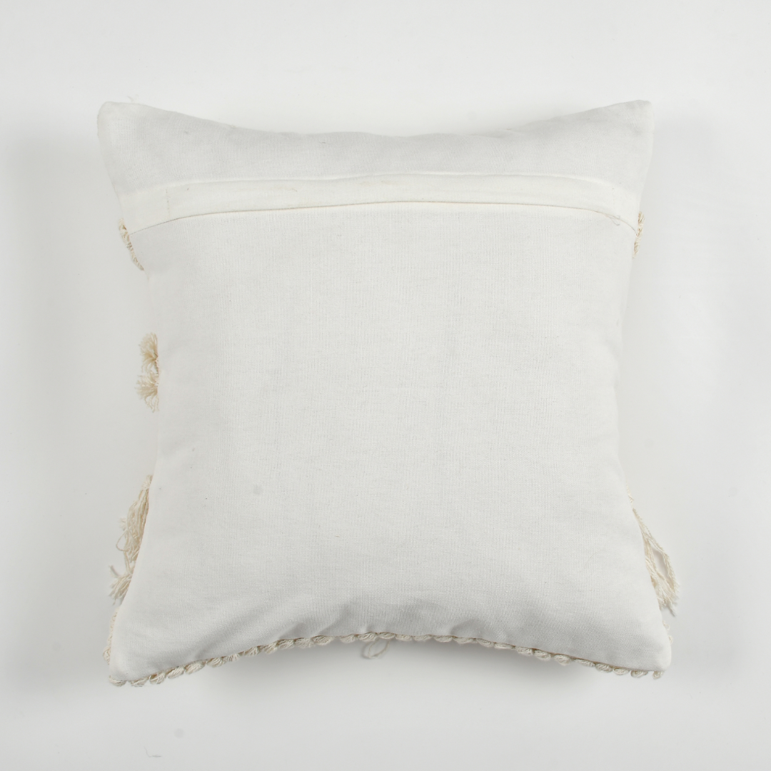 Ivory Tassel Cotton Cushion Cover: