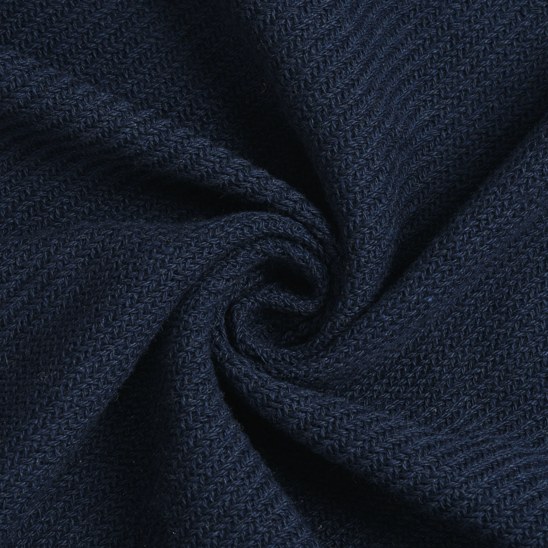 Navy Blue Solid Cotton Throw