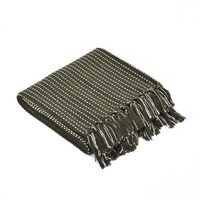 Olive Green Woven Cotton Throw - Sashaaworld