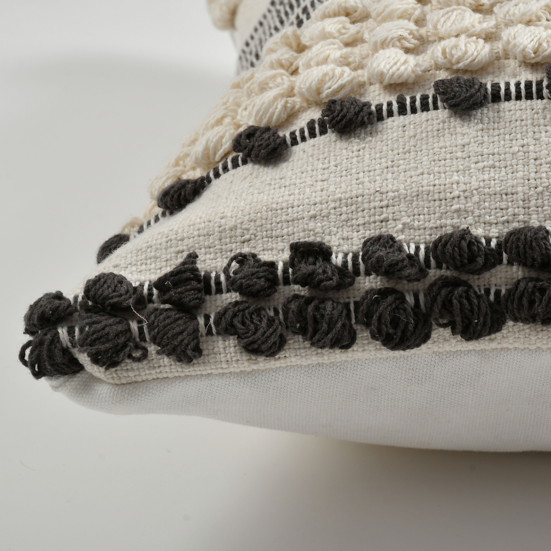 Black & Ivory Textured Cushion Cover