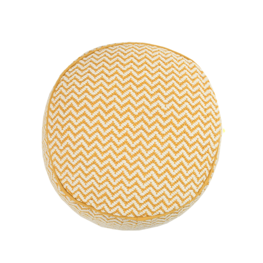 Mustard and White Boho Pouf- Sashaaworld
