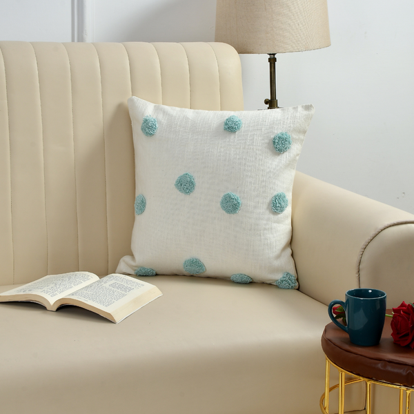 Mint Tufted Dots Cushion Cover - Sashaaworld