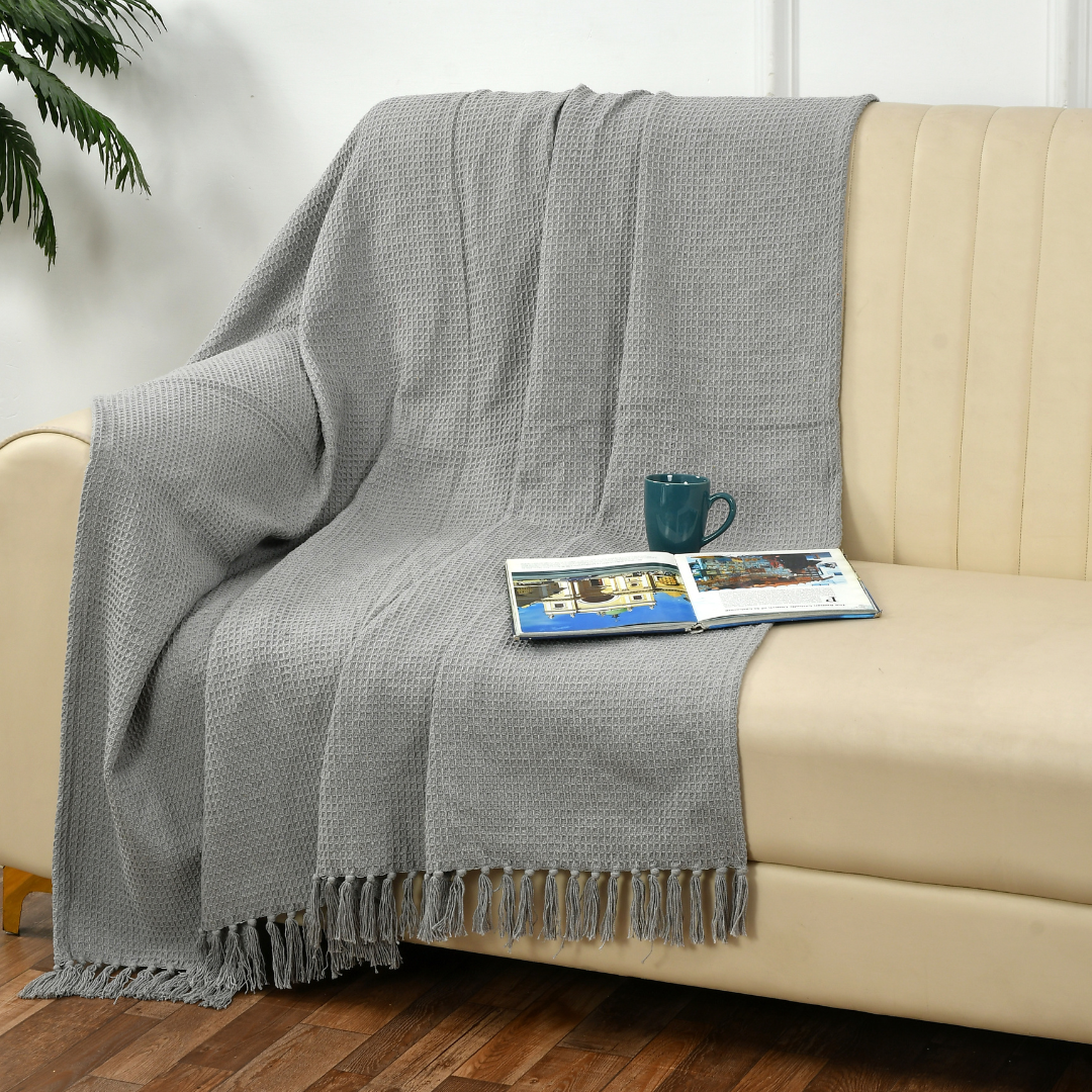Grey Waffle Throw