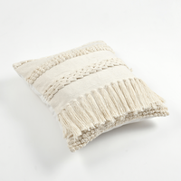Ivory Tassel Cotton Cushion Cover: