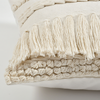 Ivory Tassel Cotton Cushion Cover:
