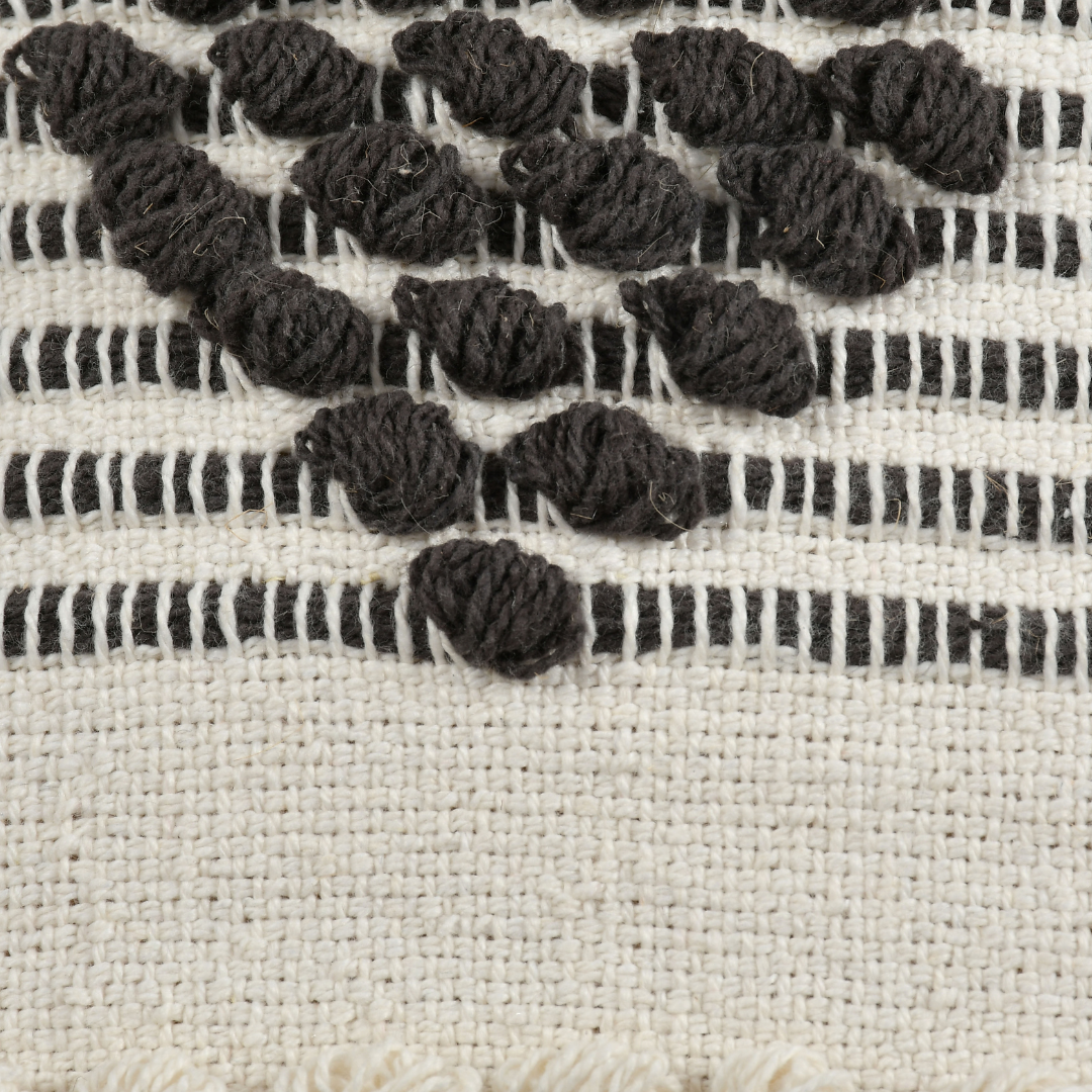 Black & Ivory Textured Cushion Cover