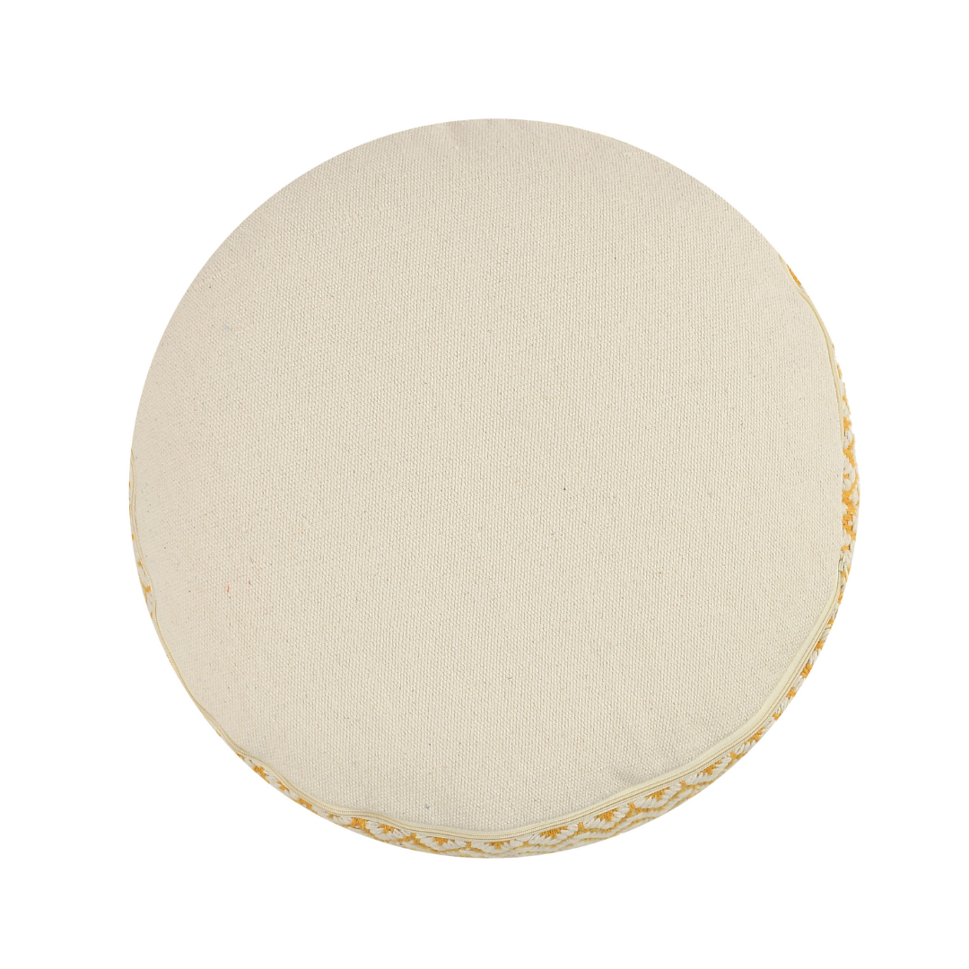 Mustard and White Boho Pouf- Sashaaworld
