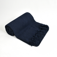 Navy Blue Solid Cotton Throw
