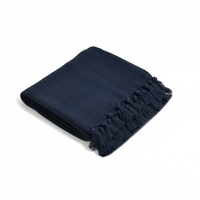 Navy Blue Solid Cotton Throw