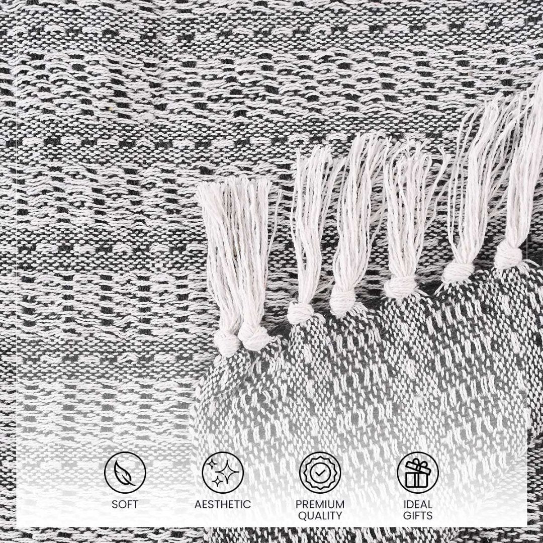 Striped Soft & Breathable Black Throw Blanket