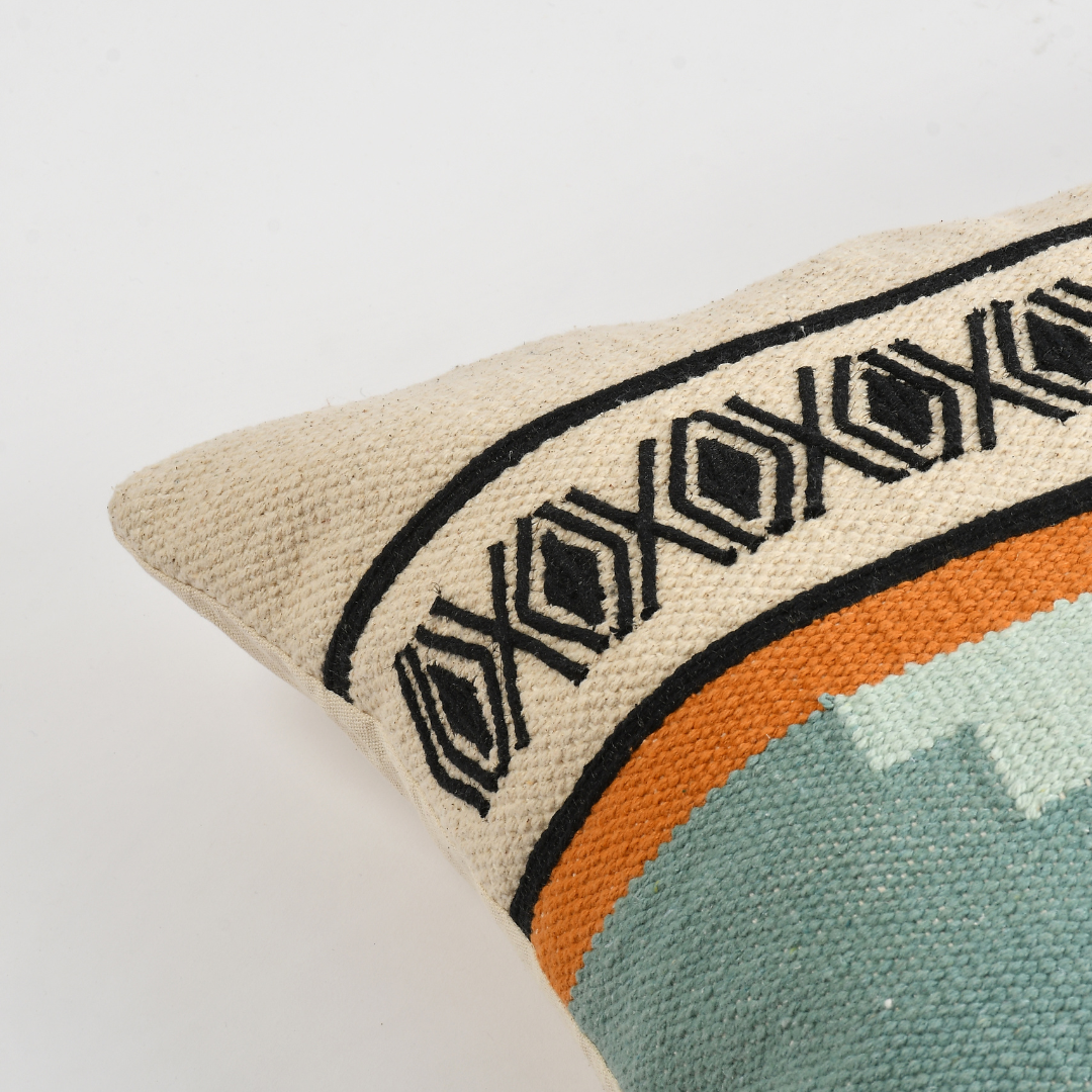 Black Embroided Pattern Cushion Cover Zoom