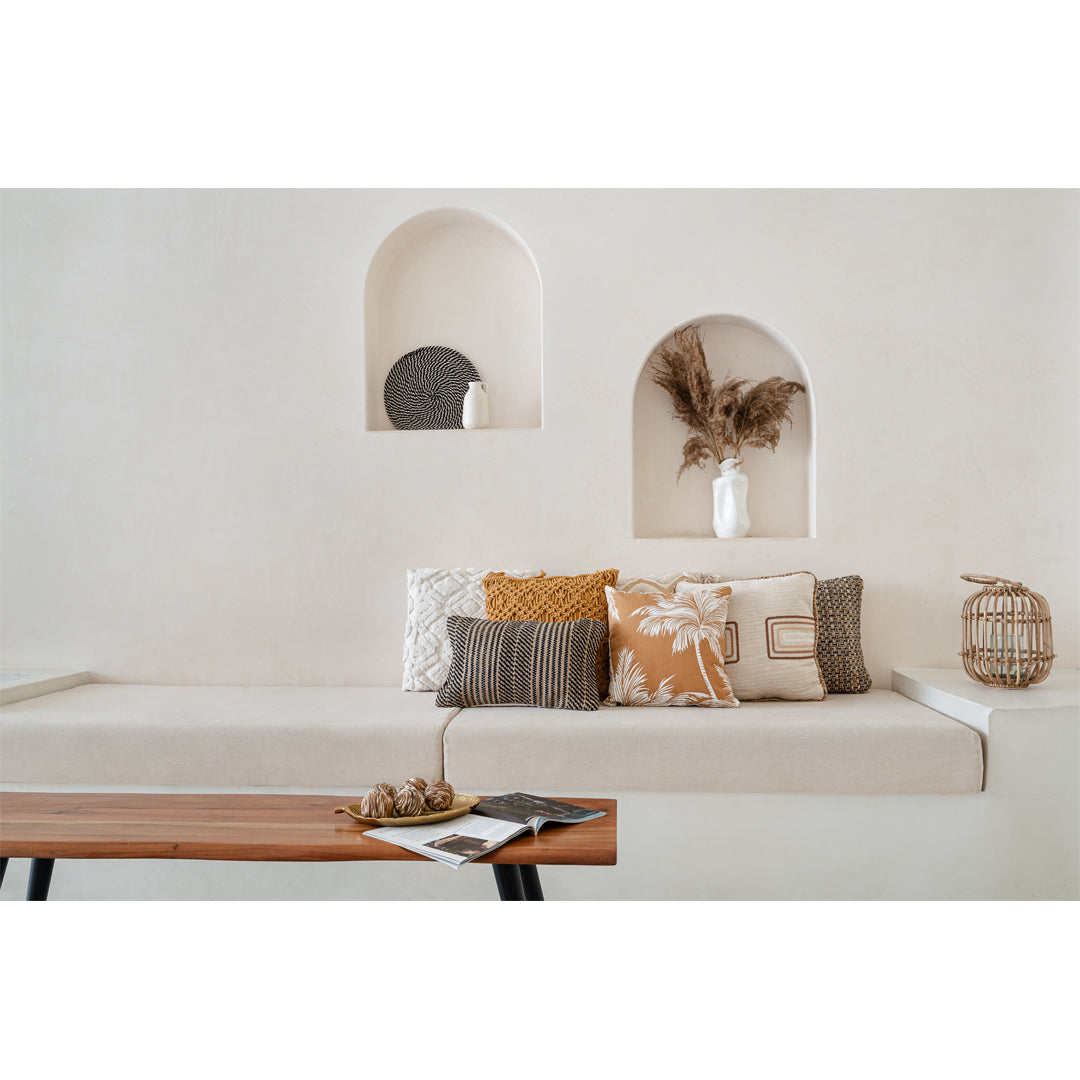 Yellow Palm Tree Printed Cotton Cushion Cover - Sashaaworld