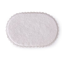 Reversible Oval Shaped Bathroom Rug- White- sashaaworld
