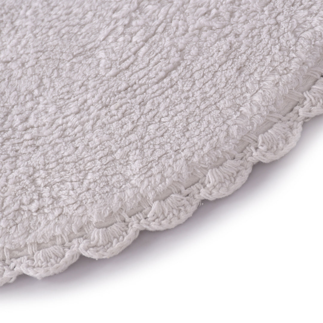 Reversible Oval Shaped Bathroom Rug- White- sashaaworld