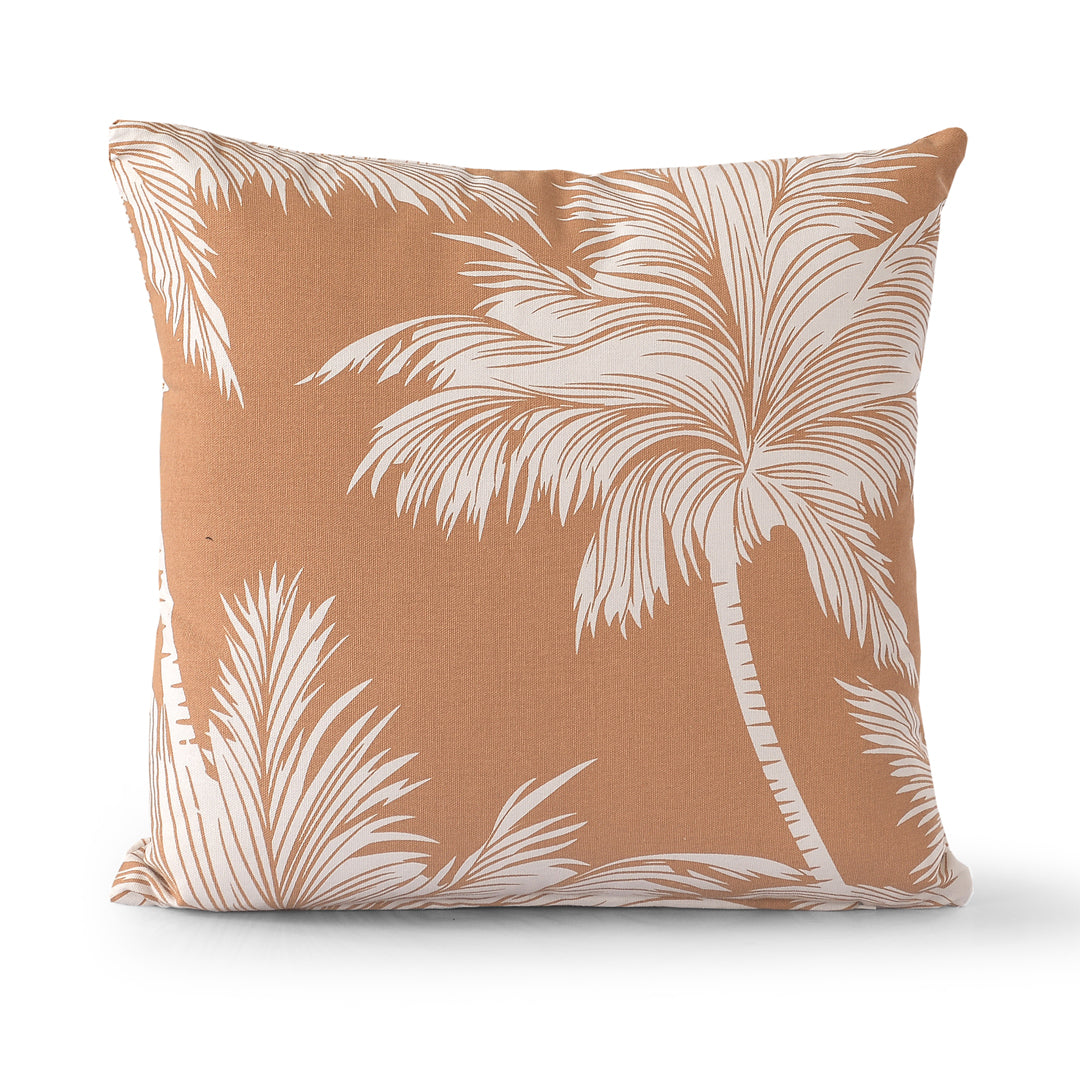 Yellow Palm Tree Printed Cotton Cushion Cover - Sashaaworld