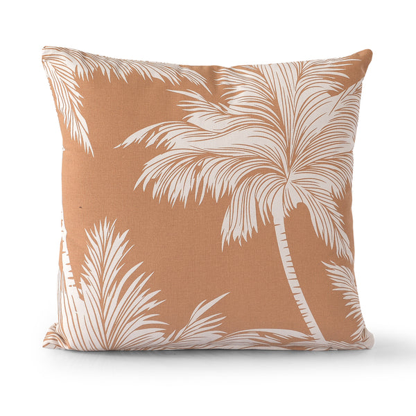 Yellow Palm Tree Printed Cotton Cushion Cover - Sashaaworld