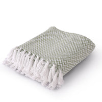 Chevron Delight Green Ivory Versatile Cotton Throw