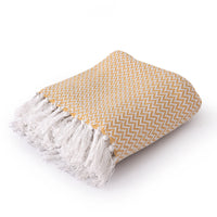 Chevron Delight Yellow Ivory Versatile Cotton Throw