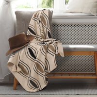 Beige Black Pattern Tufted Throw