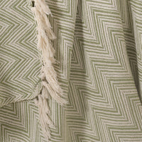 Zig-Zag Pattern Green Ivory Woven Throw- sashaaworld