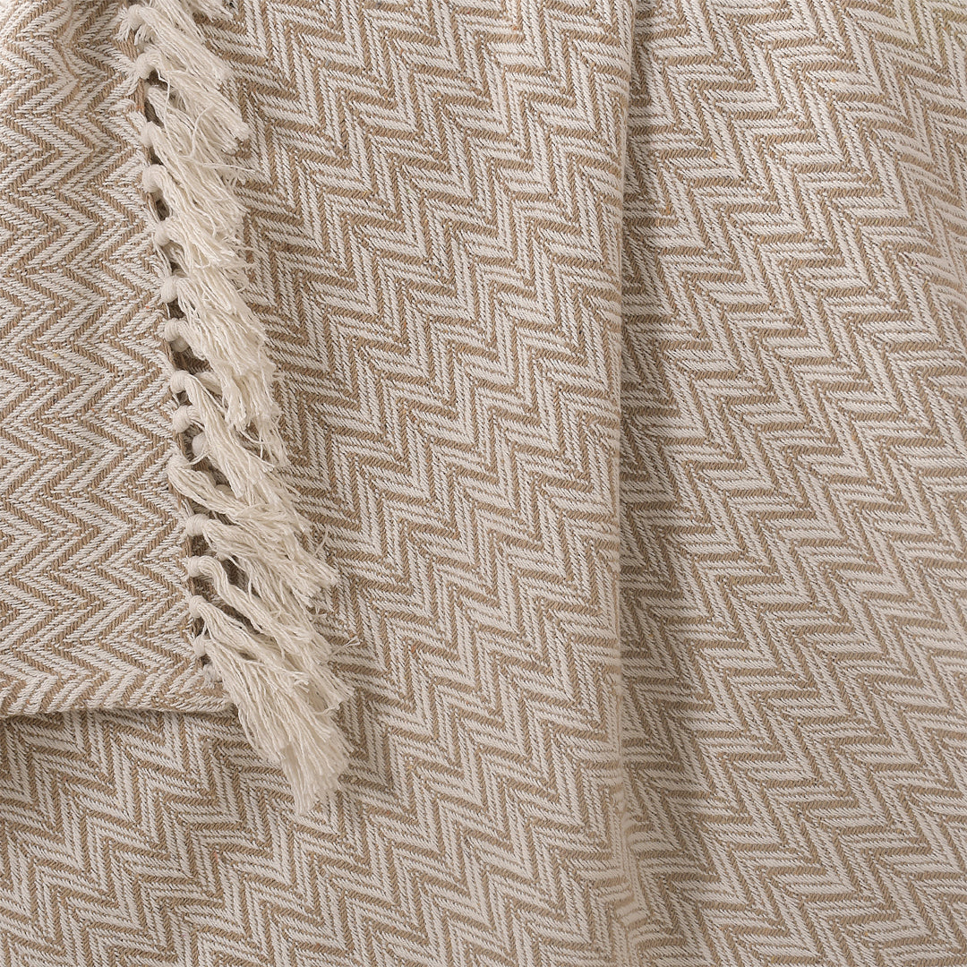 Herringbone Pattern Cotton Woven Throw - Sashaa World