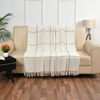 Multi Grid Pattern Handwoven Cotton Throw- Sashaaworld