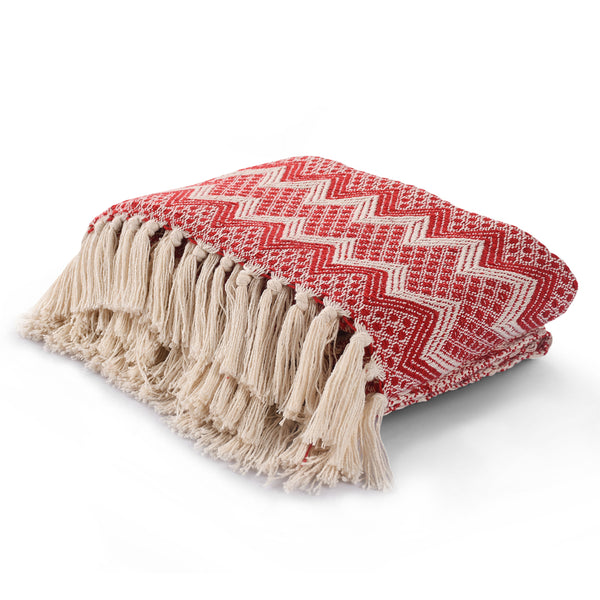 Red & White Chevron Throw- sashaaworld