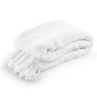 White Chevron Sofa Throw with Tassels