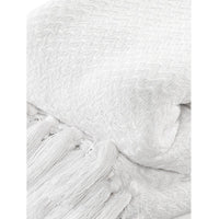 White Chevron Sofa Throw with Tassels
