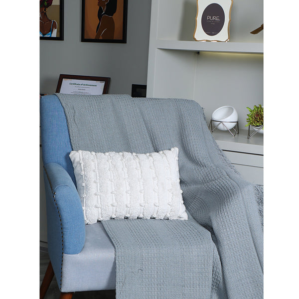 White Tufted Lumbar Cushion- Sashaaworld