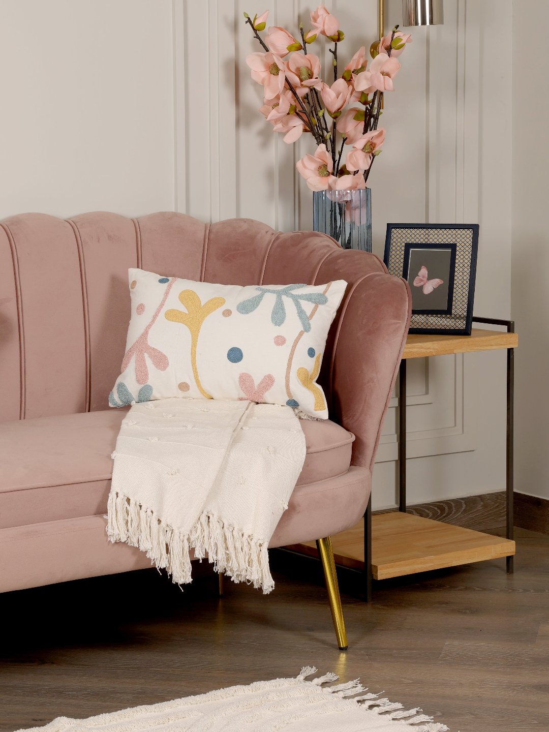 Multi-Coloured Floral Lumbar Cushion - sashaaworld