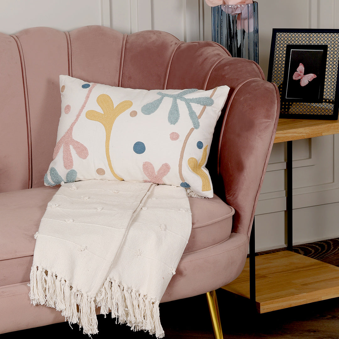 Multi-Coloured Floral Lumbar Cushion - sashaaworld