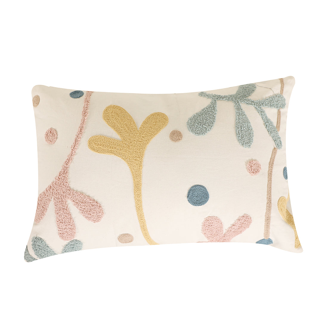 Multi-Coloured Floral Lumbar Cushion - sashaaworld