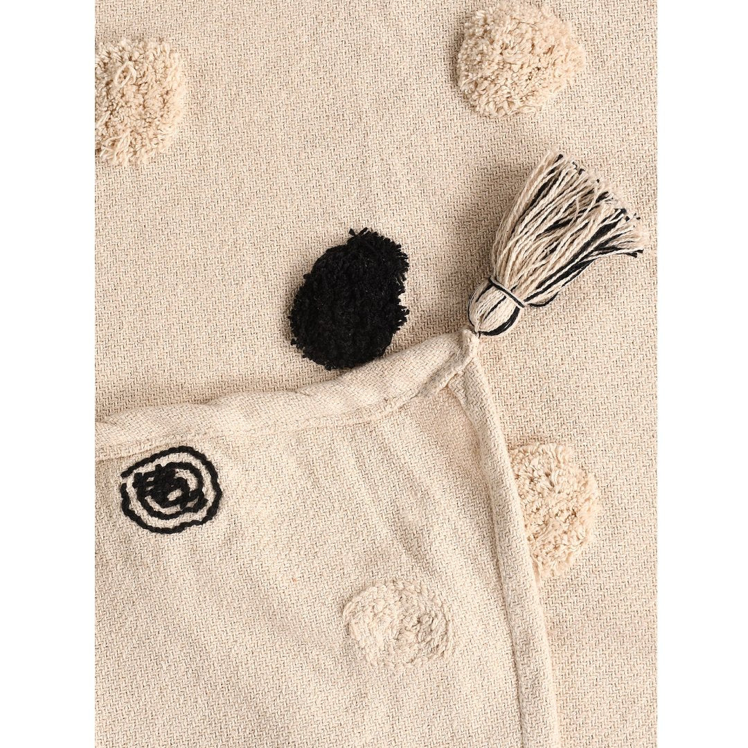 Monochromatic Polka-dot Tufted Cushion-Throw Set - Sashaaworld