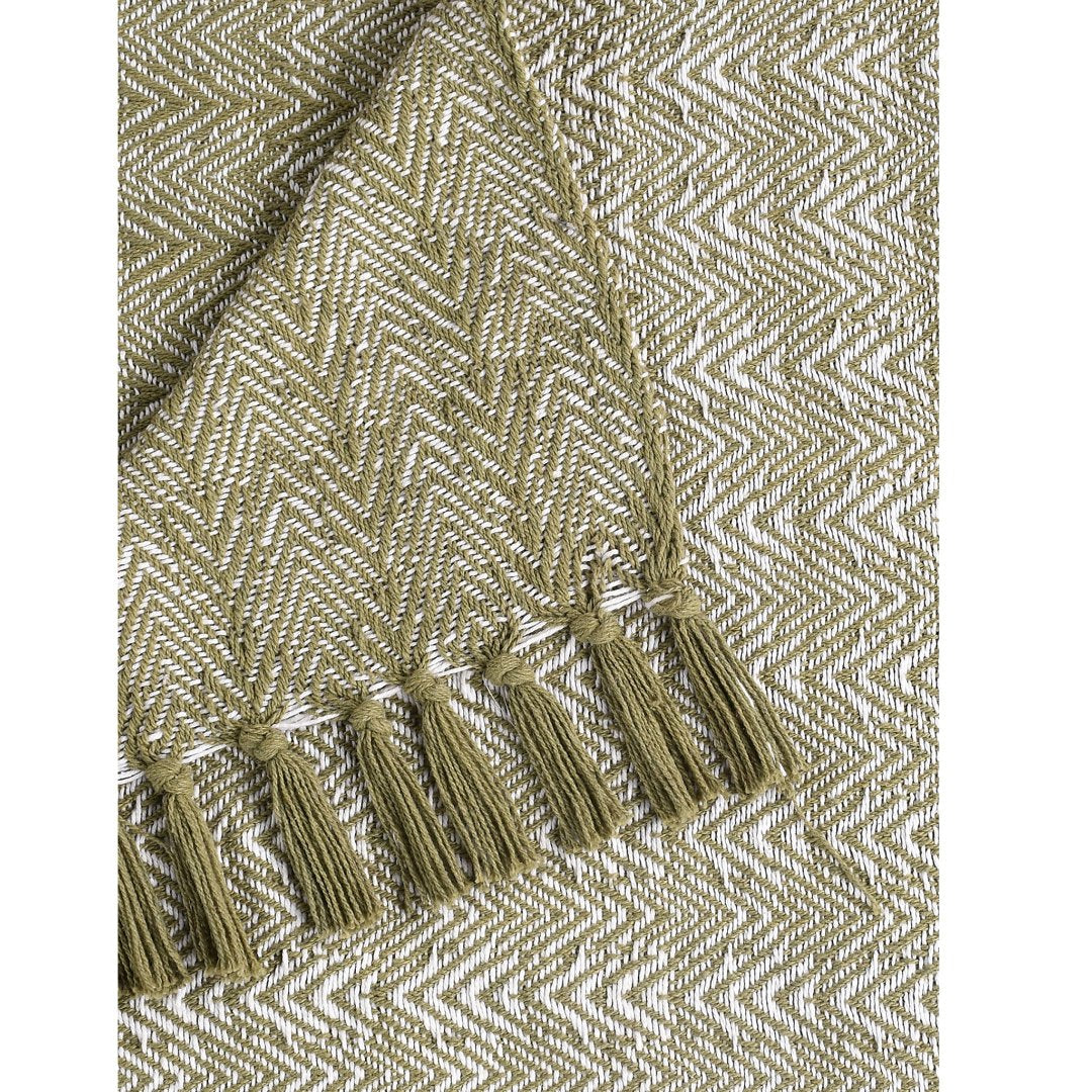 Nature-Inspired Herringbone Throw Blanket Green - Sashaaworld