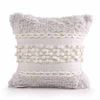 White Tufted Boho Cushion Cover- Sashaaworld