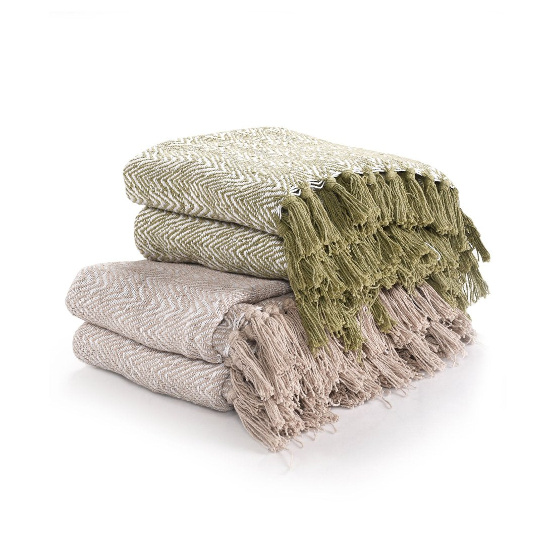 Nature-Inspired Herringbone Throw Blanket - Sashaaworld