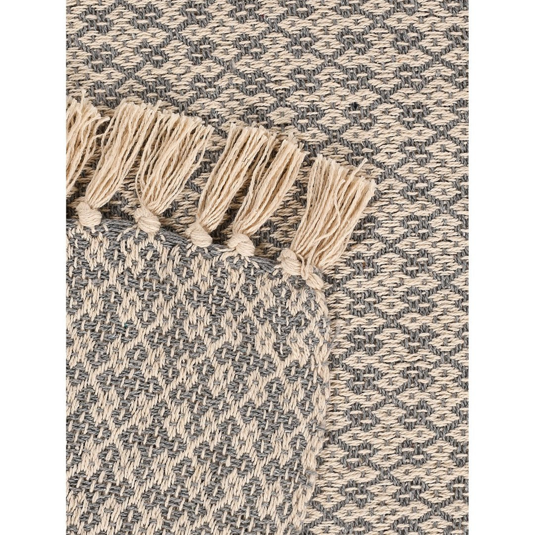 Soft Cotton Throw Blanket for Sofa/ Bed- Grey - Sashaaworld