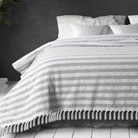 Striped Cotton Throw Bedcover - Sashaaworld